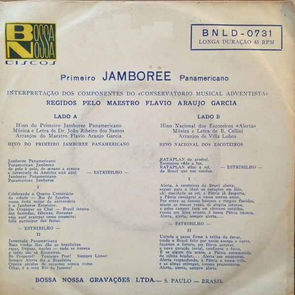 contra-capa do compacto simples do 1º JAMPAN, gravado em 1965
