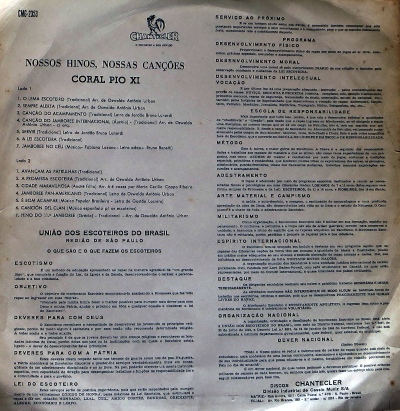 Contra-capa do LP do Coral Pio XI, gravado em 1965