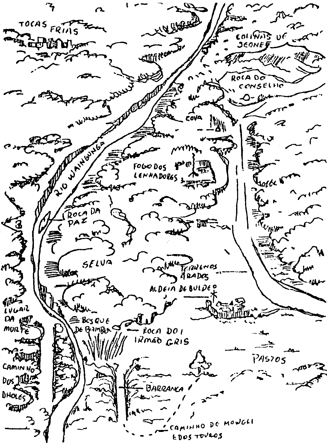 Mapa da Jângal em preto e Branco