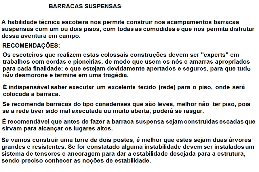 barraca suspensa  recomendações